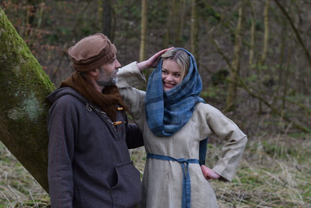 Allan Brown with his daughter Oonagh Brown wearing the dress