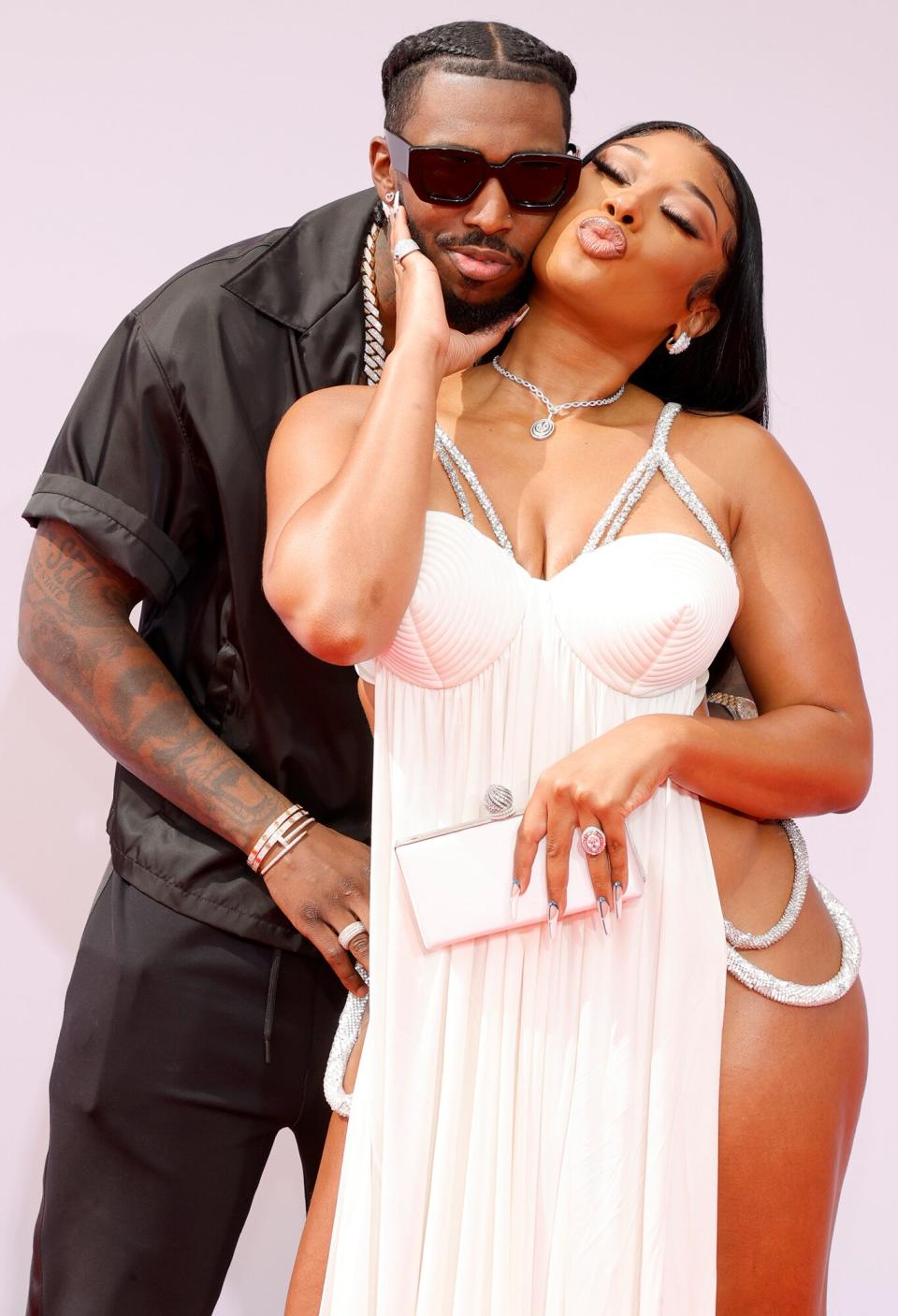 Pardison “Pardi” Fontaine and Megan Thee Stallion attend the BET Awards 2021 at Microsoft Theater on June 27, 2021 in Los Angeles, California