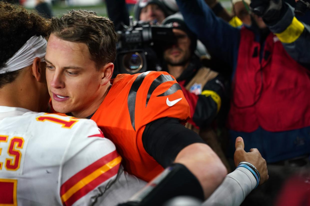 Cincinnati Bengals quarterback Joe Burrow and Kansas City Chiefs quarterback Patrick Mahomes.