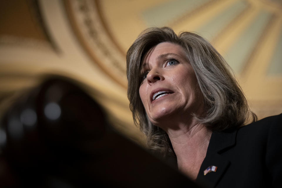 Sen. Joni Ernst, R-Iowa, speaks during a news conference on Capitol Hill in Washington, D.C., last month. (Photo: Al Drago/Bloomberg via Getty Images)