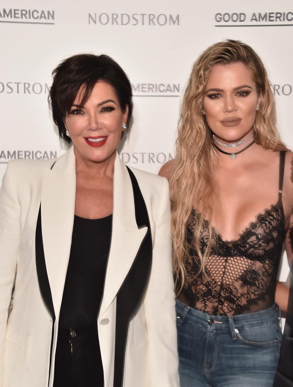 Kris Jenner and Khloe Kardashian attend the Good American launch event at Nordstrom at The Grove on Oct. 18, 2016, in Los Angeles.