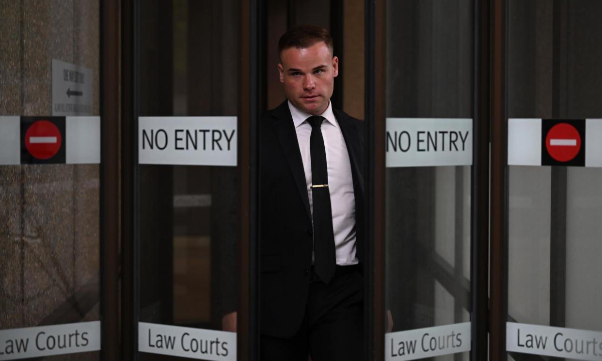 <span>Former Seven network Spotlight producer Taylor Auerbach leaves the federal court of Australia in Sydney after giving evidence in the Bruce Lehrmann defamation trial.</span><span>Photograph: Dean Lewins/AAP</span>