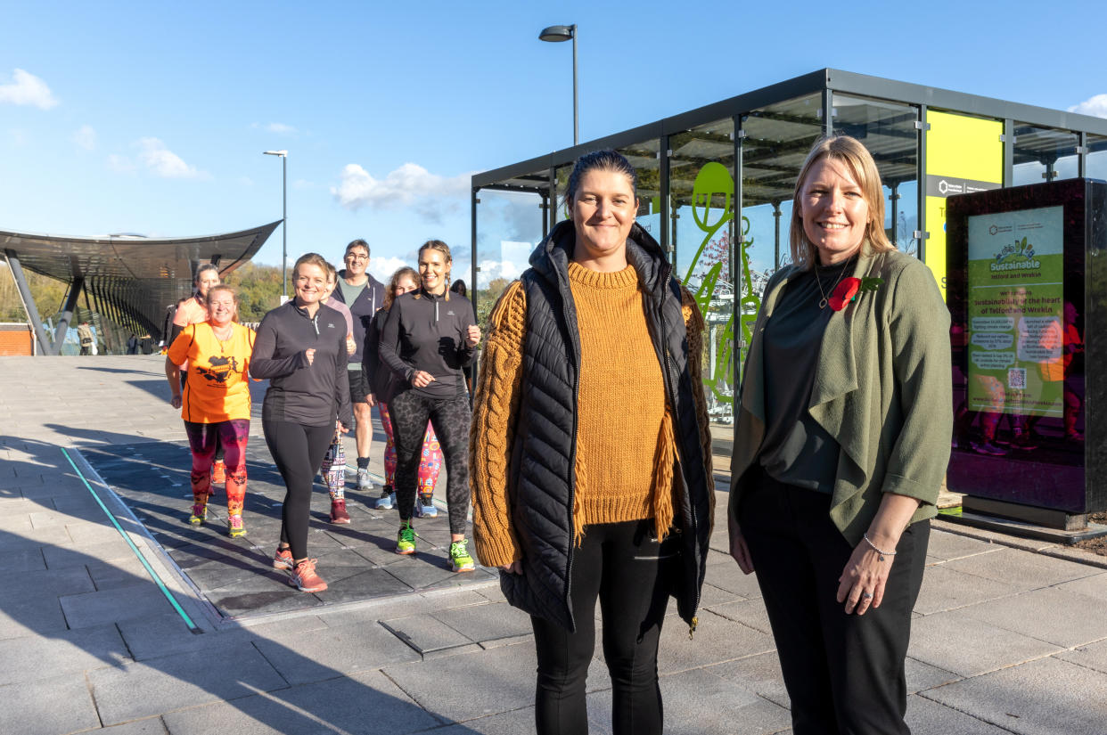 The high-tech bouncy pavement has been installed in Telford. (SWNS)