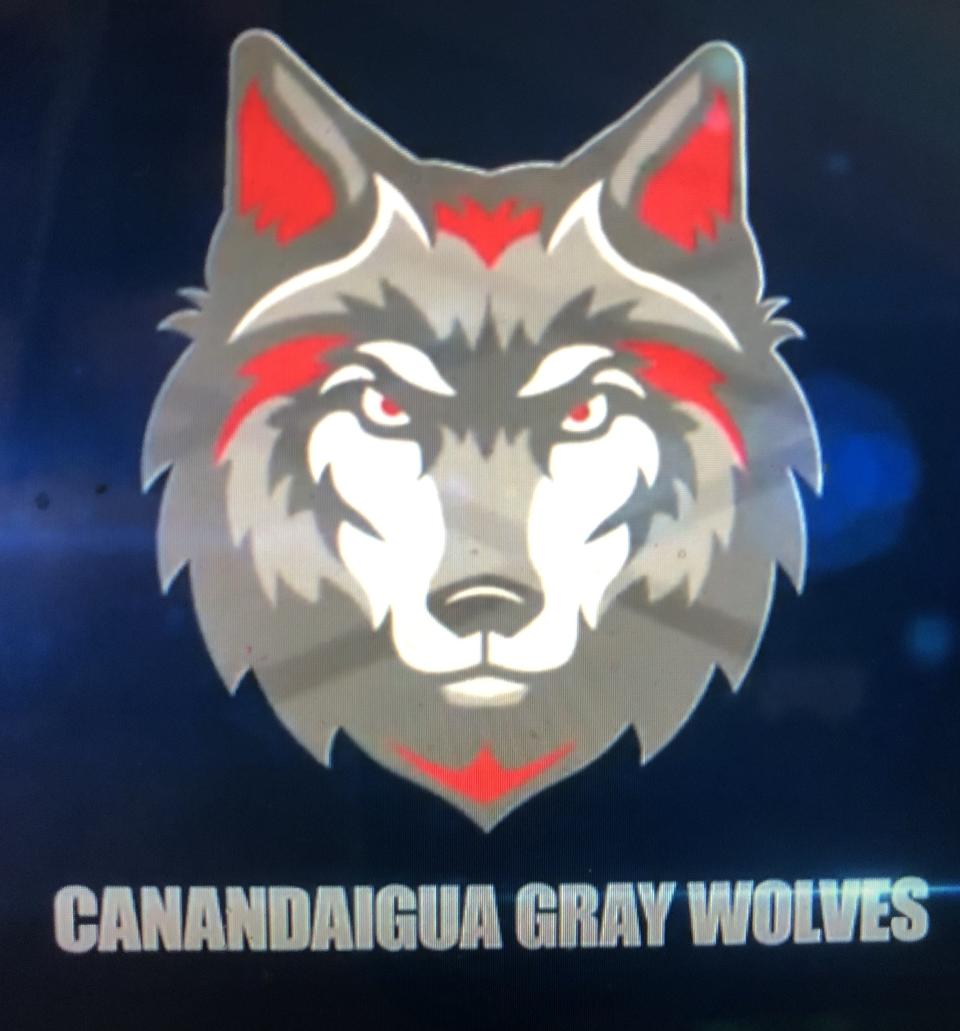 In addition to announcing a change in nickname to Gray Wolves, Canandaigua schools also unveiled tenmporary logos.