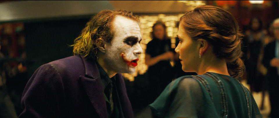 Heath Ledger Maggie Gyllenhaal The Dark Knight Production Stills Warner Bros. 2008