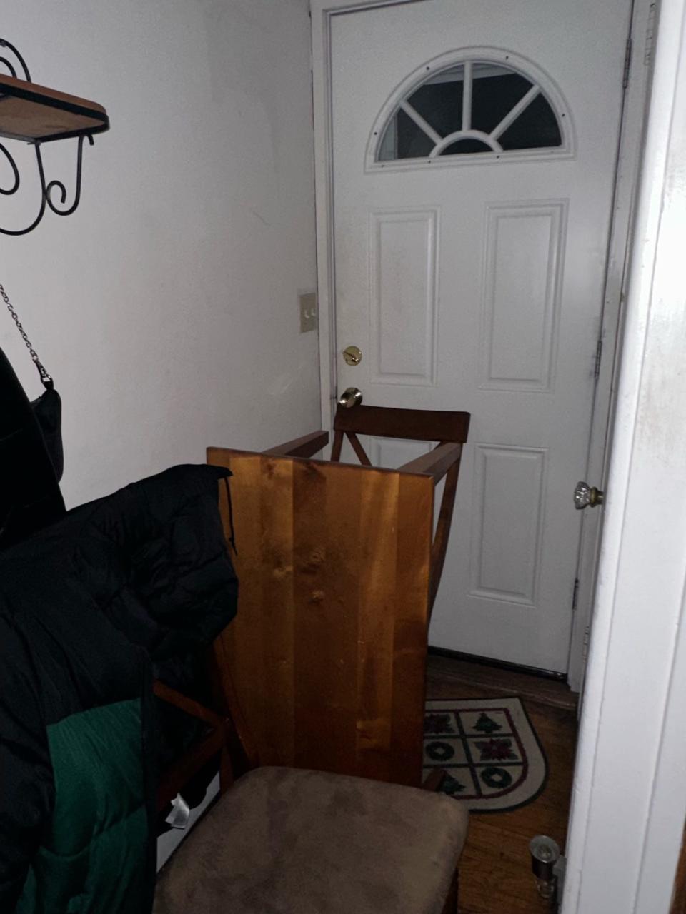 Michigan State University students barricade their home's doors during an East Lansing shooting Feb. 13, 2023.