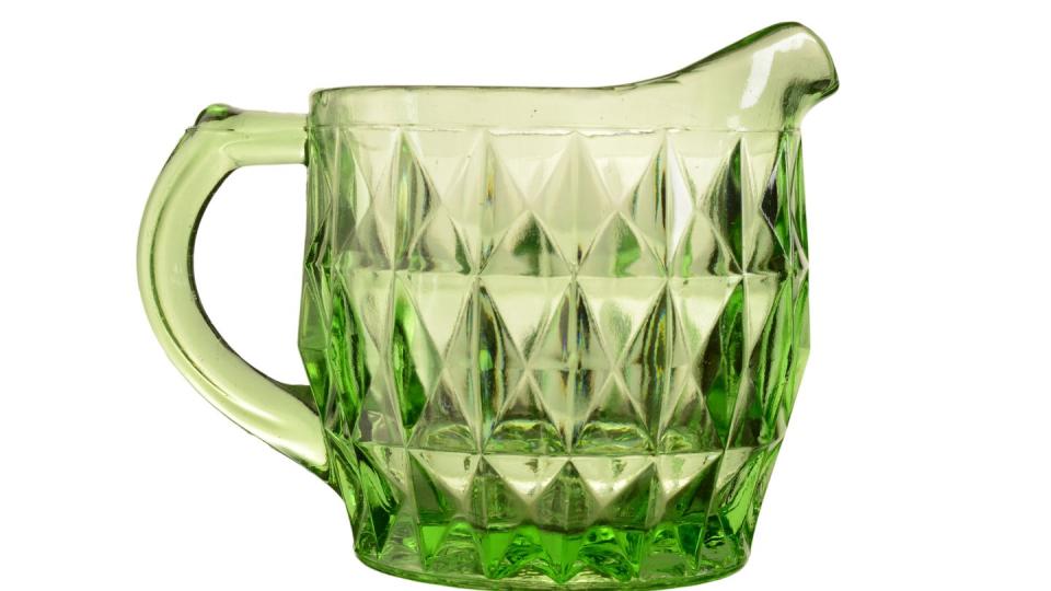 uranium depression glass cream jug