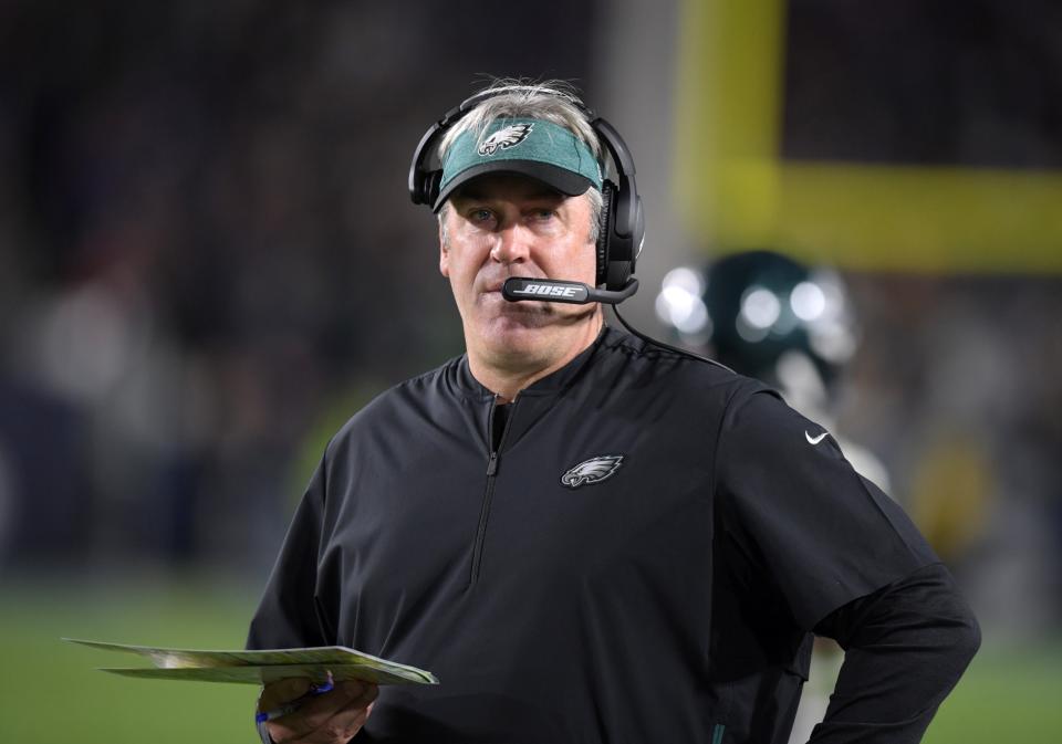 Eagles coach Doug Pederson during a game vs. the Rams in 2018.