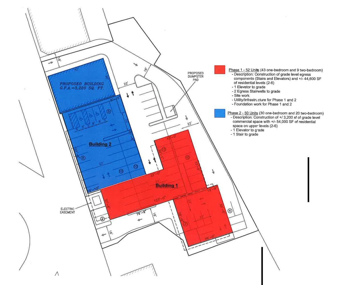 The architectural plans for the Lofts at Hartwell Street in Fall River show two buildings, totaling 102 market-rate apartment units, to be build for Cordeiro Properties.