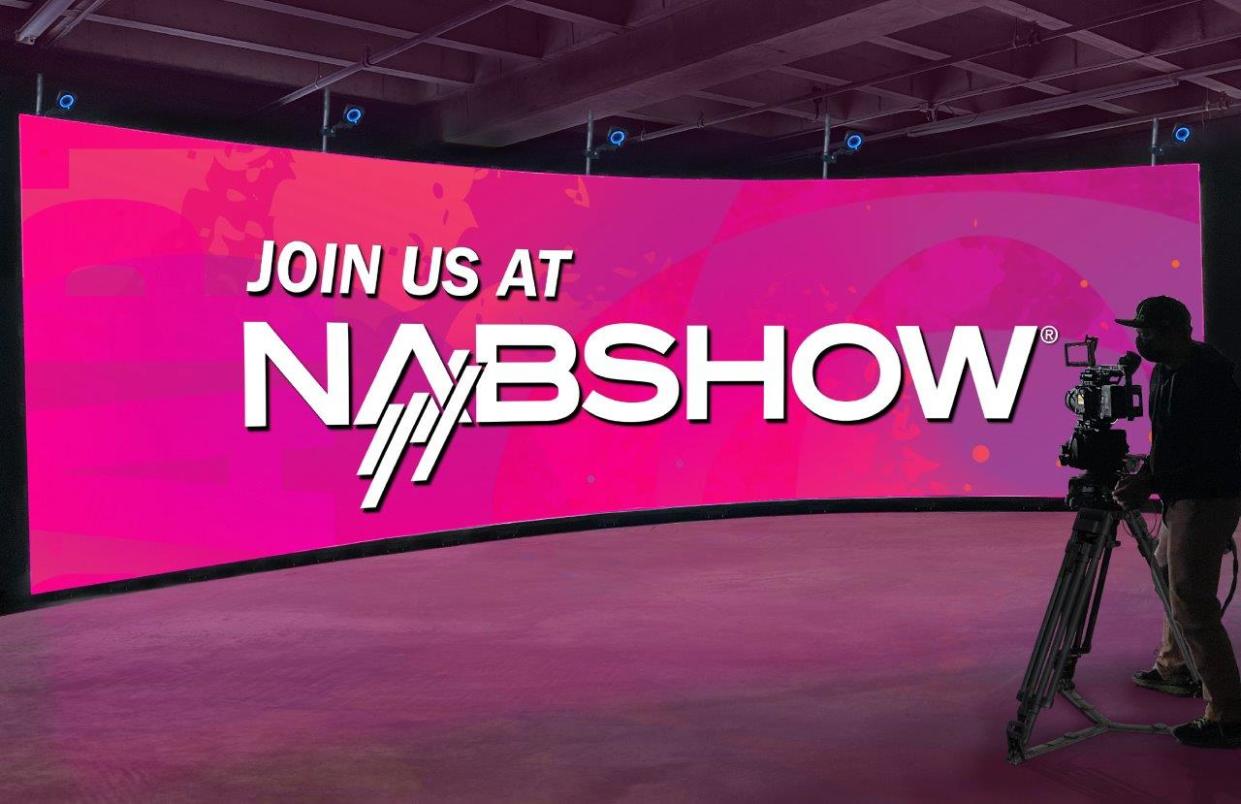  A Planar video wall for virtual production showcasing the NAB Show logo.  . 