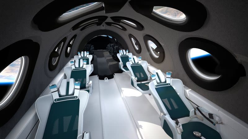 The interior cabin of billionaire Richard Branson's space tourism firm Virgin Galactic's SpaceShipTwo is seen in an artist's rendition