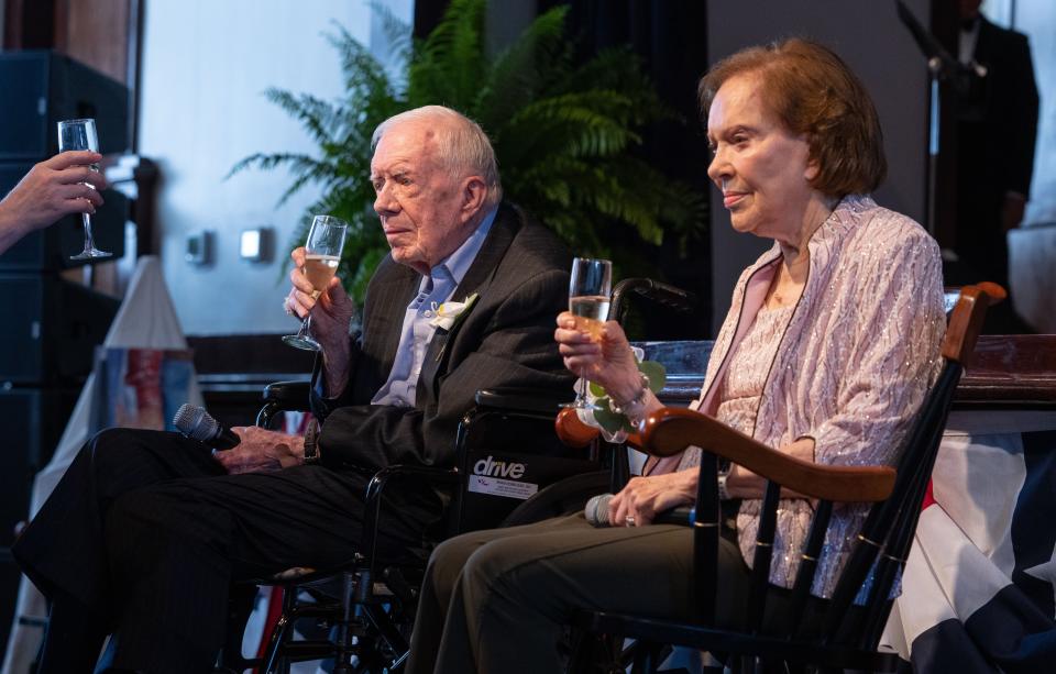 Jimmy and Rosalynn Carter celebrated their 75th wedding anniversary with family, friends and special guests Saturday July 10, 2021 in Plains, Georgia.