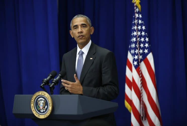 President Obama makes a statement following a weekend bombing attack in New York. (Photo: Kevin Lamarque/Reuters)