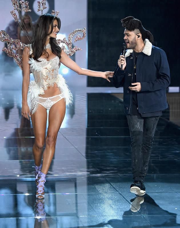 The Weeknd performed at last year's VS show. (Pictured with Alessandra Ambrosio). Source: Getty