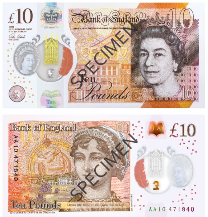 <p>10 sterline inglesi (foto: International Bank Note Society) </p>