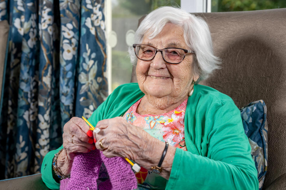 Phyllis still teaches people how to knit. (SWNS)