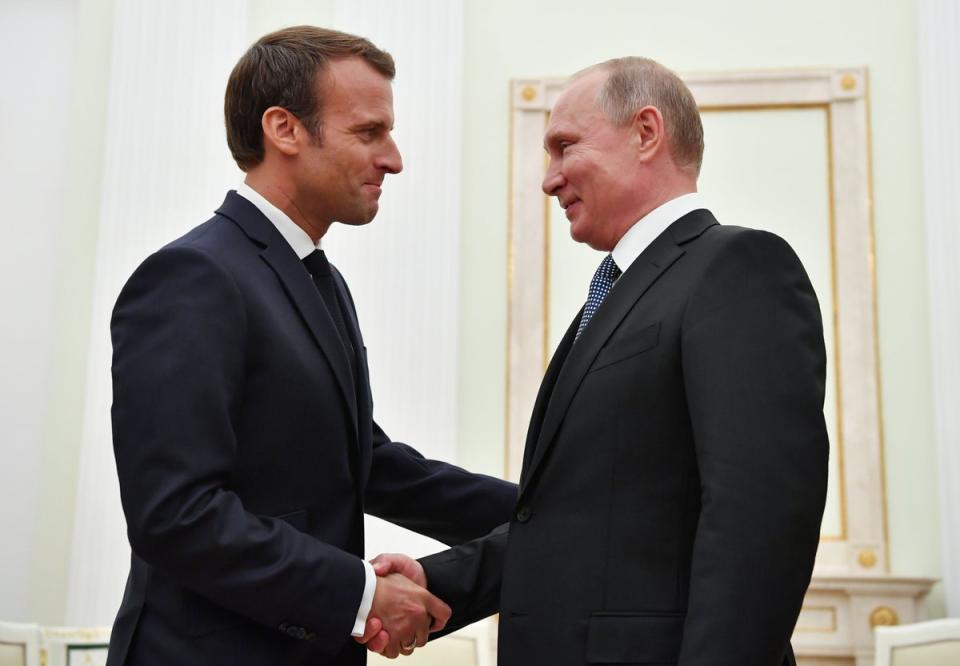 Putin and Macron meeting in the Kremlin in 2018 (AFP/Getty)