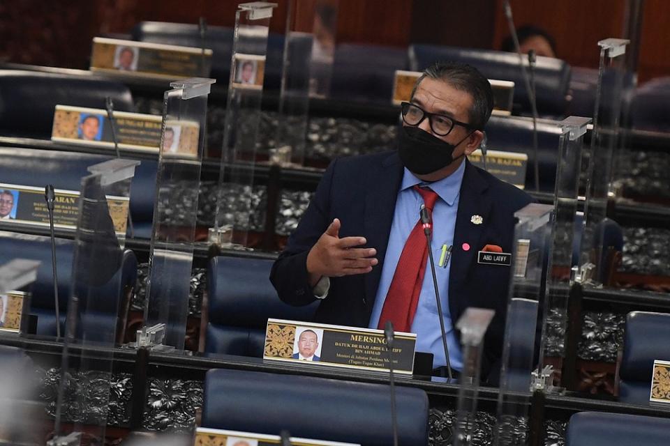 Minister in the Prime Minister’s Department (Special Functions) Datuk Abd Latiff Ahmad speaks during Question Time in the Dewan Rakyat, September 30, 2021. ― Bernama pic