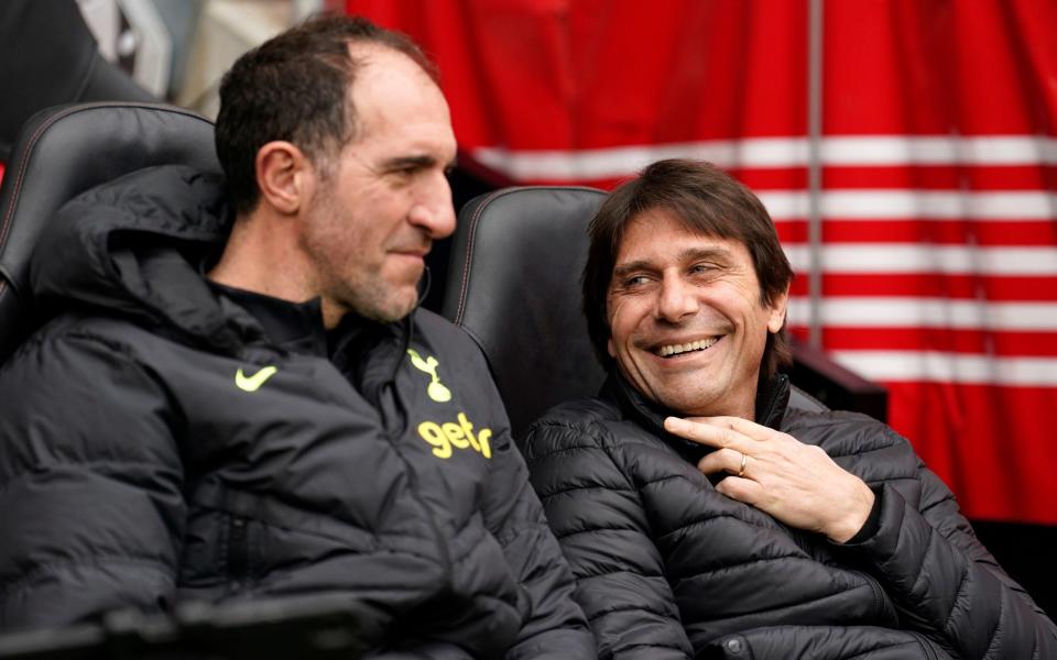 Tottenham Hotspur assistant manager Cristian Stellini and manager Antonio Conte during the Premier League match at St Mary's Stadium - PA/Andrew Matthews