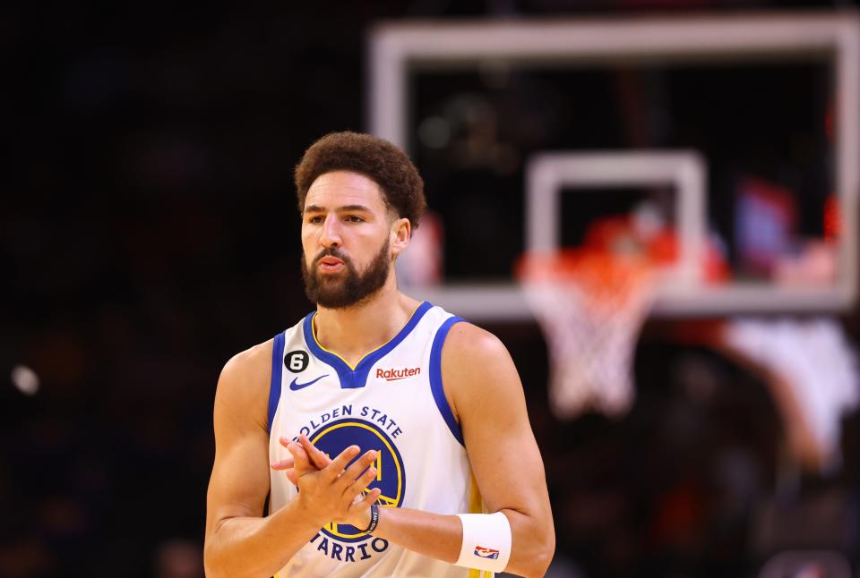 Warriors guard Klay Thompson is averaging 12.6 points per game  after five games this season.