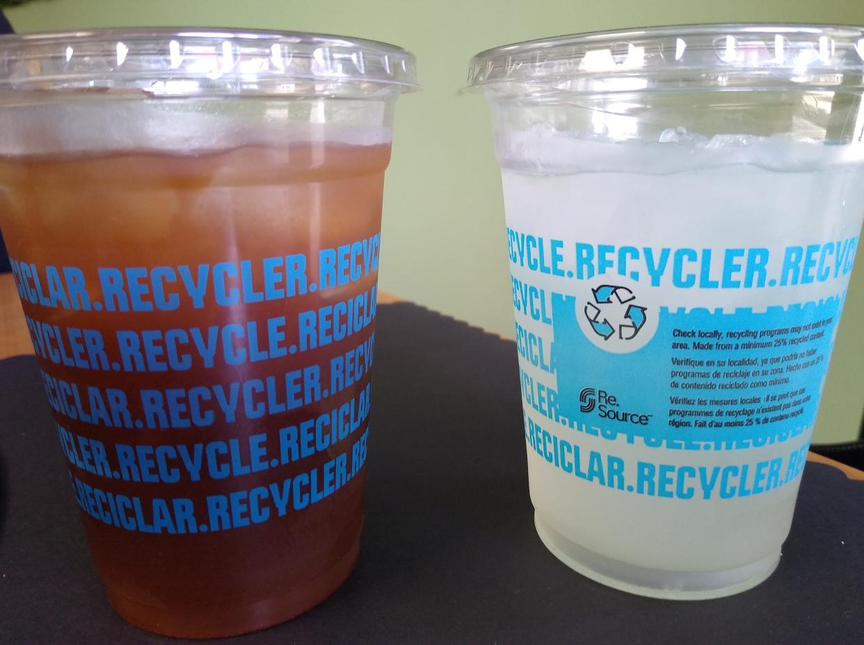 Tamarind juice and freshly squeezed lemonade are served in recyclable cups at the Soulful Vegan.