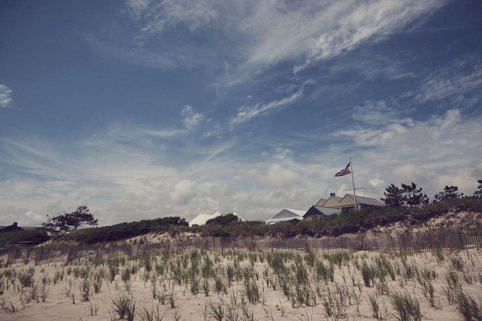 The morning of the wedding…blue skies and tents up!