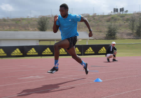 American track and field sprinter Noah Lyles trains at the National Training Center in Clermont, Florida, U.S., February 19, 2019. REUTERS/Phelan Ebenhack