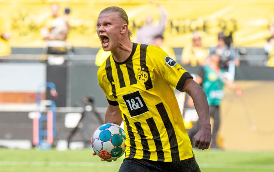 Erling Haaland celebrates scoring or Dortmund - PA