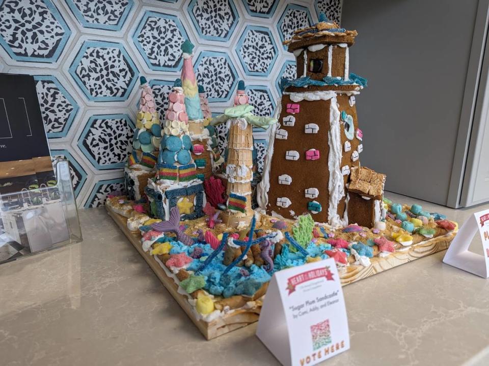 Sugar Plum Sandcastle by Cami, Addy and Eleanor won a top finisher award for youth-10 and under for the town of Cary’s 2023 Gingerbread House Competition.