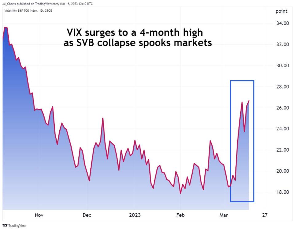 Chart showing trends in stock-market volatility.