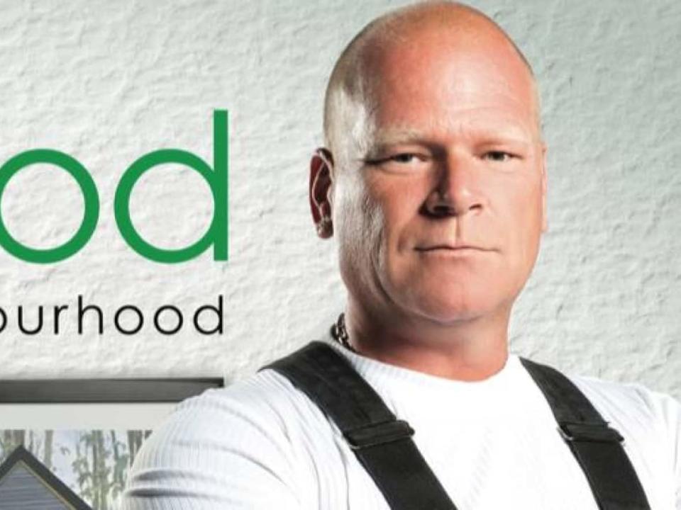 Mike Holmes promoted the TerraceWood housing development in ads, including this one, which was on a billboard in Meaford, Ont.  (Third Line Homes/Facebook - image credit)