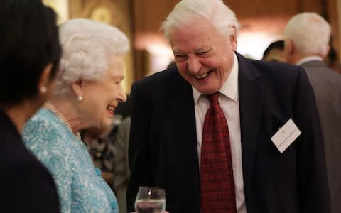 Sir David Attenborough with the Queen during an evening at Buckingham Palace - Credit: PA