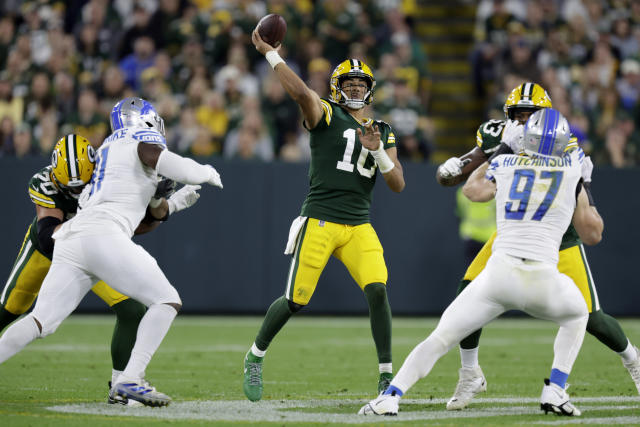 Next Gen Stats on X: The @Lions defense has pressured Jordan Love on  nearly half of his dropbacks, without blitzing on a single play. Every  Packers offensive lineman has allowed at least