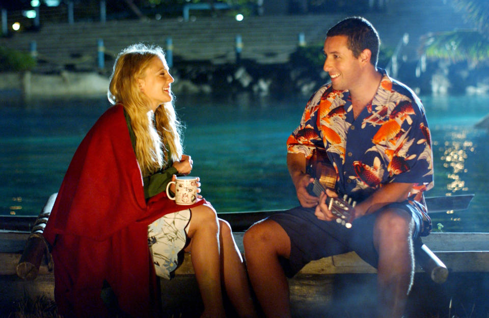 <p>It’s true that, of all Adam Sandler’s leading ladies, Drew Barrymore is the actress with whom he shares the most chemistry in good movies (<em>The Wedding Singer</em>) as well as bad (<em>Blended</em>). But it’s also true that their chemistry alone can’t overcome the ickiness of their second rom-com, in which Sandler’s veterinarian woos Barrymore’s amnesiac, whose memories of their relationship are erased every night. (Photo: Columbia/courtesy Everett Collection) </p>