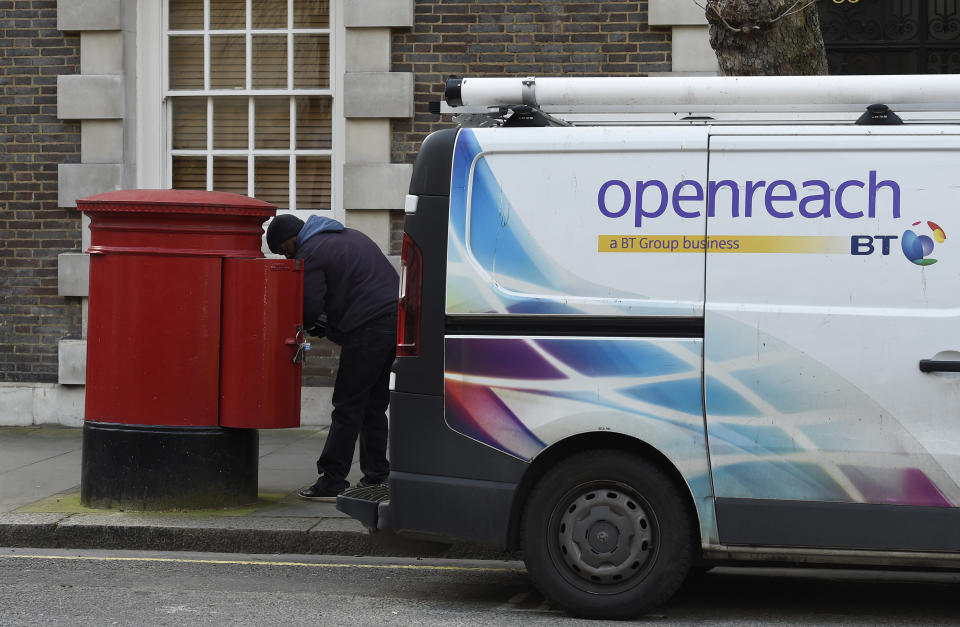 A BT Openreach van is seen parked in central London, Britain, February 29, 2016. REUTERS/Toby Melville