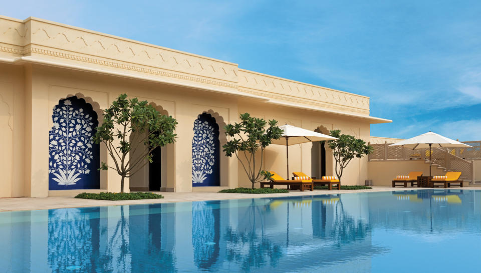 Known for its extravagant hotels in India and beyond, the Oberoi Group unveiled its first destination spa in March with the debut of Oberoi Sukhvilās Resort & Spa (oberoihotels.com). The soothing retreat sits in the forested foothills of the Himalayas, just outside the modernist northern Indian city of Chandigarh. Its 60 guest rooms, villas, and luxury tents are scattered among 25 acres of manicured lawns and reflecting ponds.