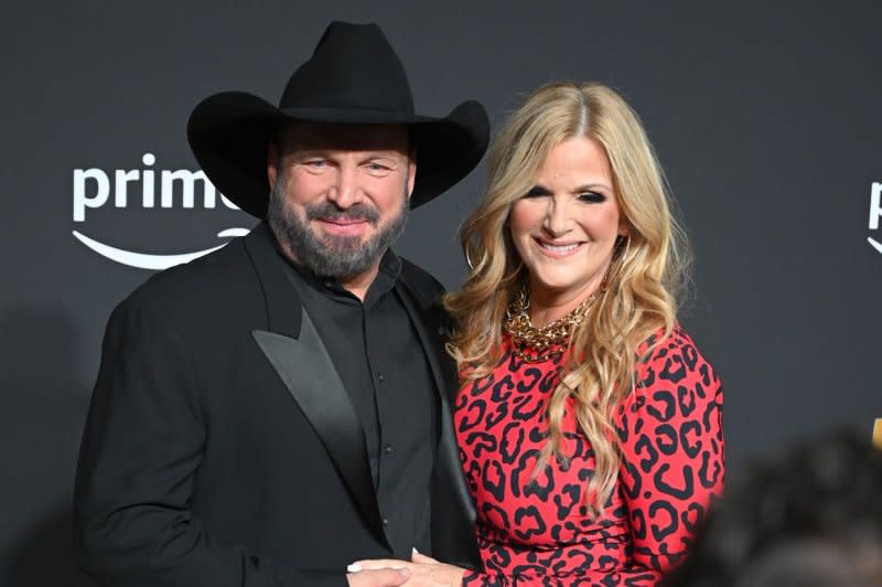 Garth Brooks (L) and Trisha Yearwood attend the Academy of Country Music Awards in 2023. File Photo by Ian Halperin/UPI