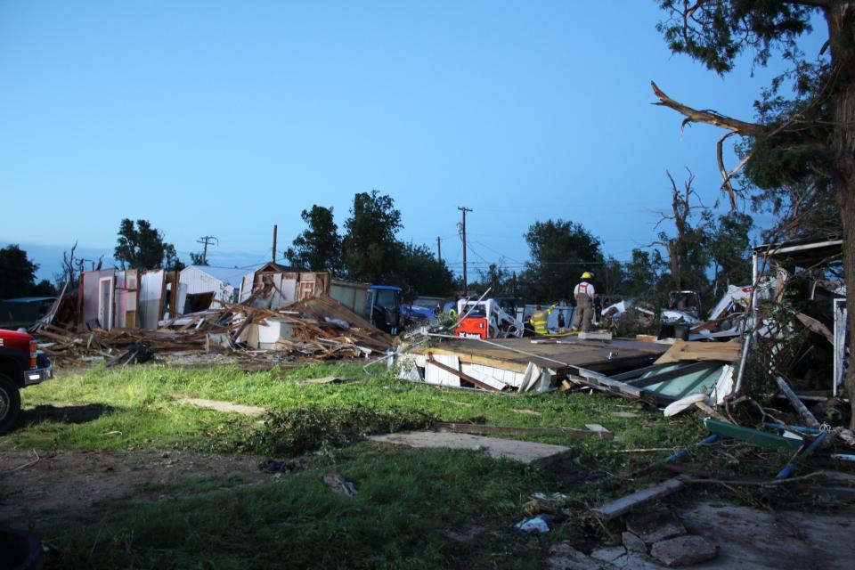 A tornado left buildings significantly damaged and homes leveled in Thursday, June 15, 2023, in Perryton. At least three people were confirmed dead and dozens others injured.