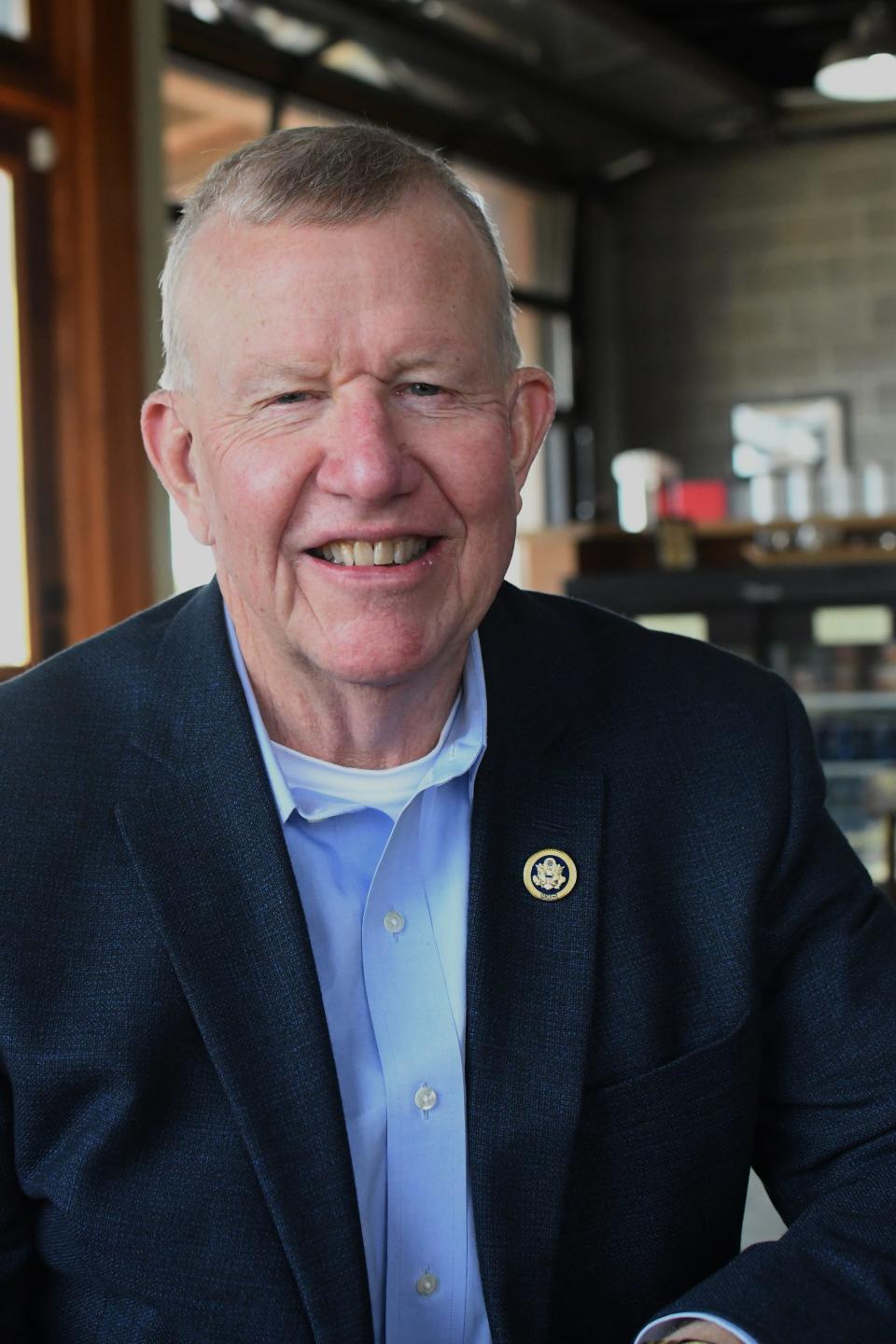 Mike Ezell of Pascagoula, Miss., is seeking a second term as congressman for the 4th Congressional District of Mississippi. Photo taken Friday, Feb. 23, 2024, at Coast Roast in Gulfport, Miss.