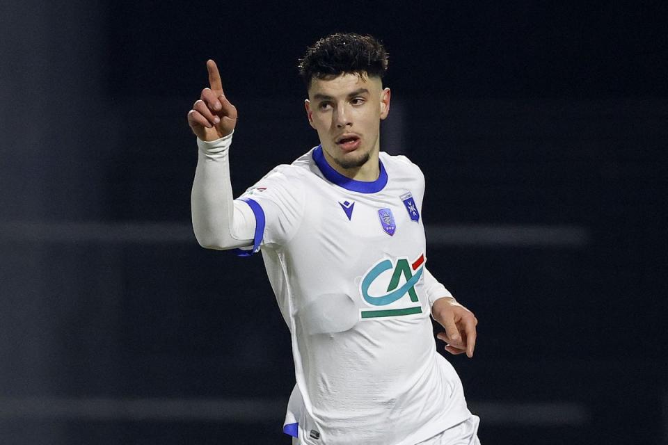 Auxerre's French forward Matthis Abline reacts (AFP via Getty Images)