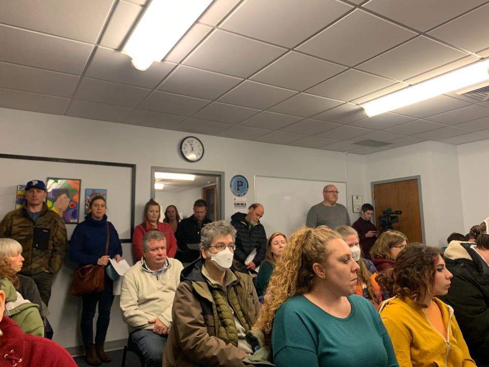People piled into the Spitler Administration Building at Thursday's meeting to speak in support of the partnership between the Petoskey Montessori Children's House and the Public Schools of Petoskey.
