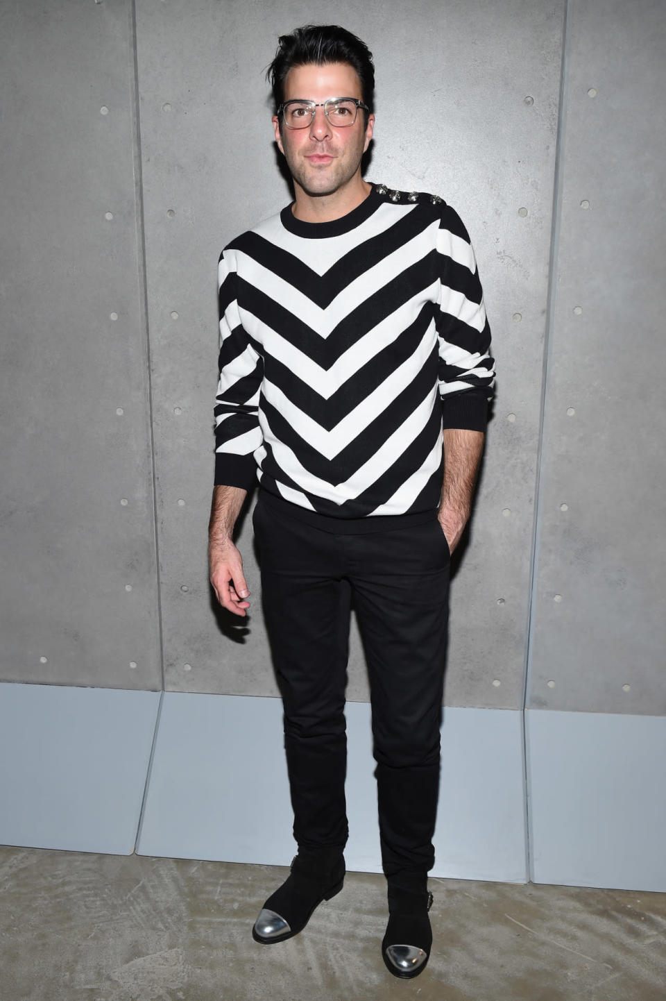 Zachary Quinto at the Balmain x H&M party. 