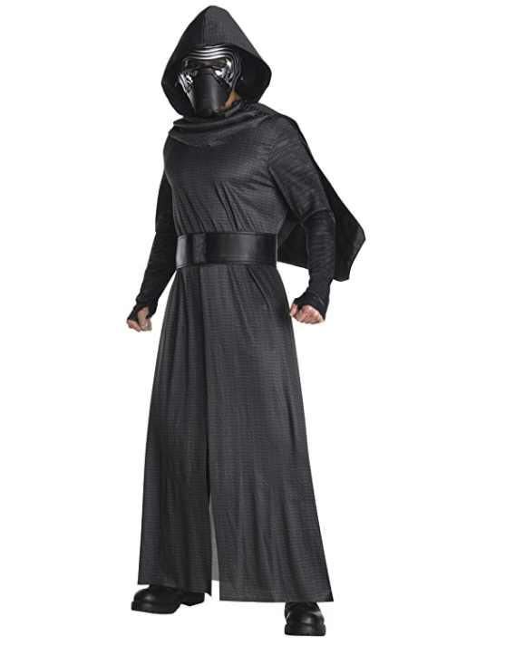 Man wears Kylo Ren Mens Star Wars Costume with cloak and mask