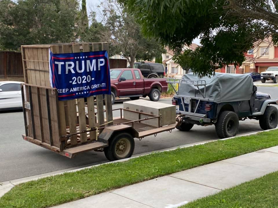 Hartnell Trustee Erica Padilla-Chavez posted this photo on Facebook Wednesday morning showing a wooden cage and Trump 2020 flag left in front of her home. July 15, 2020.