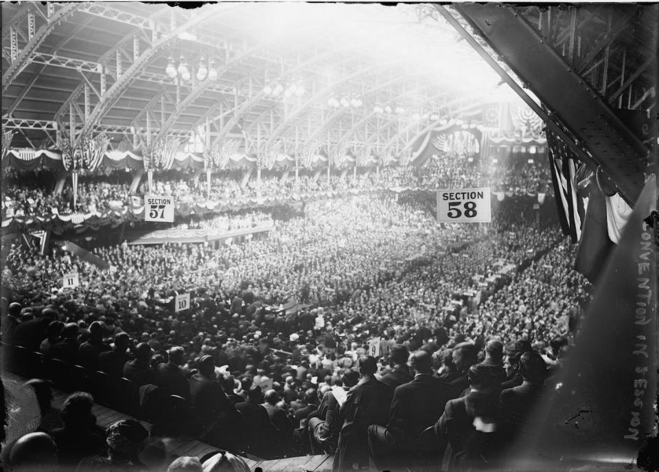 A view of the Republican National Convention in June 1912, when William Howard Taft was nominated to serve on the ticket. <a href="https://media.gettyimages.com/id/479783275/photo/1912-republican-national-convention-chicago.jpg?s=1024x1024&w=gi&k=20&c=48Sib23_1-KcTzt1akiEv2LQVS3dwW8A8c92o9FptNc=" rel="nofollow noopener" target="_blank" data-ylk="slk:PhotoQuest/Getty Images;elm:context_link;itc:0;sec:content-canvas" class="link ">PhotoQuest/Getty Images</a>