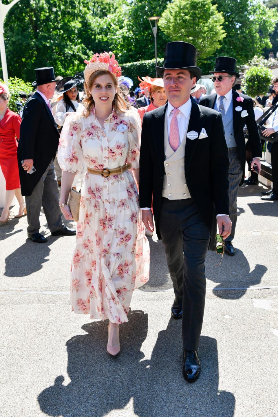 Princess Beatrice and Edoardo Mapelli Mozzin arrive at Royal Ascot 2022 at Ascot Racecourse on June 18, 2022 (Getty Images for Royal Ascot)