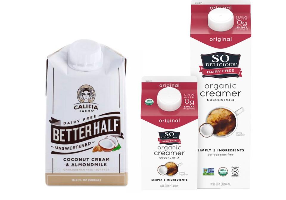 Califia Farms and So Delicious make popular coconut-based coffee creamers. (Photo: Califia Farms/So Delicious)