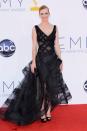 January Jones made quite the dramatic entrance in a gauzy black gown by Zac Posen and a severe side-parted ‘do. We applaud the "Mad Men" actress for taking a fashion risk on the red carpet … but do you think it paid off?