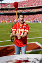 <p>Rob Riggle's connection to the Chiefs goes back decades: he grew up in Kansas, eventually attending University of Kansas. He and some of the team's other superstar fans (namely, Rudd) <a href="https://www.chiefs.com/video/chiefs-kingdom-rudd-and-riggle-act-2-14113130" rel="nofollow noopener" target="_blank" data-ylk="slk:frequently appear in media for the team.;elm:context_link;itc:0;sec:content-canvas" class="link ">frequently appear in media for the team.</a></p>