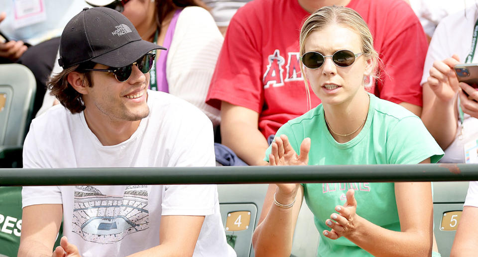 Katie Boulter cheers on boyfriend Alex de Minaur from the stands at Indian Wells. Pic: Getty